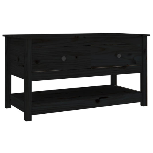 Mesa De Centro De Madera Maciza De Pino Negro 102x49x55 Cm_0