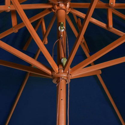 Vidaxl Sombrilla De Dos Niveles Palo De Madera Azul 270 Cm_4