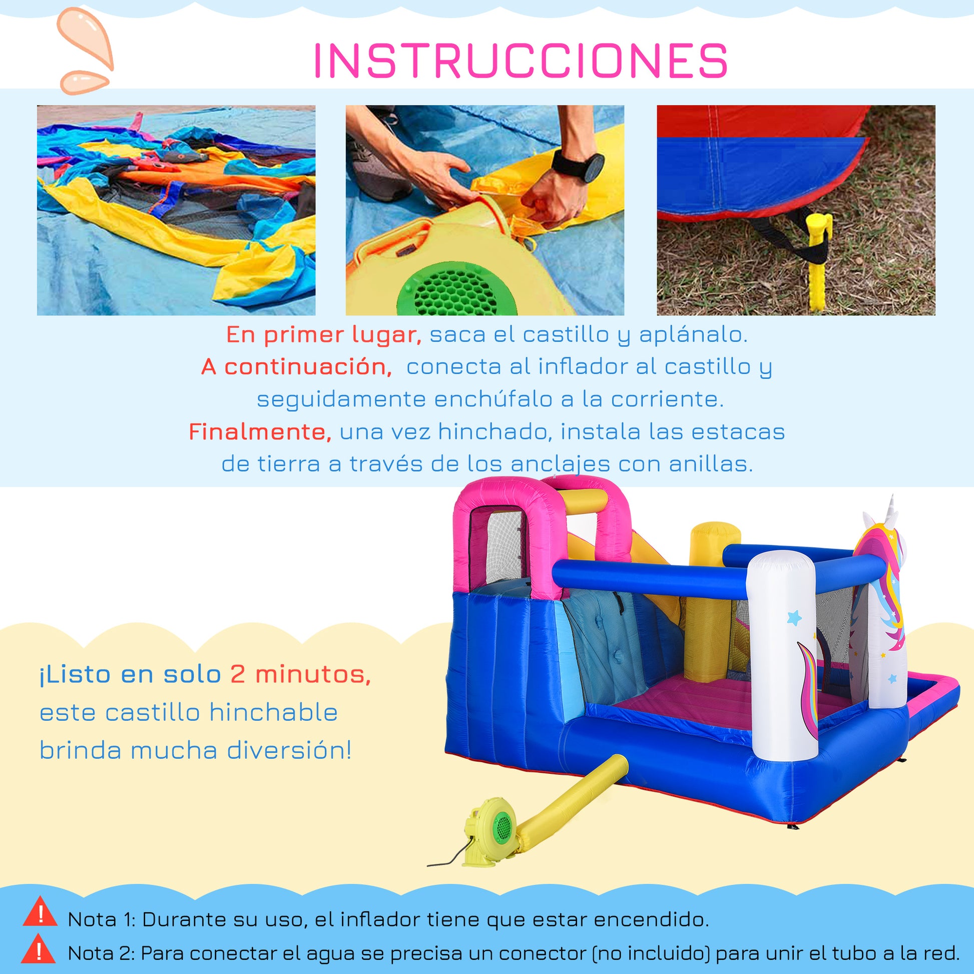 Outsunny Castillo Hinchable Infantil Con Tobogán Inflador 360x305x210 Cm Multi_4