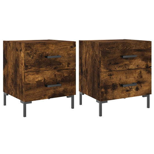 Mesita Noche 2 Uds Madera Ingeniería Roble Ahumado 40x35x47,5cm_0