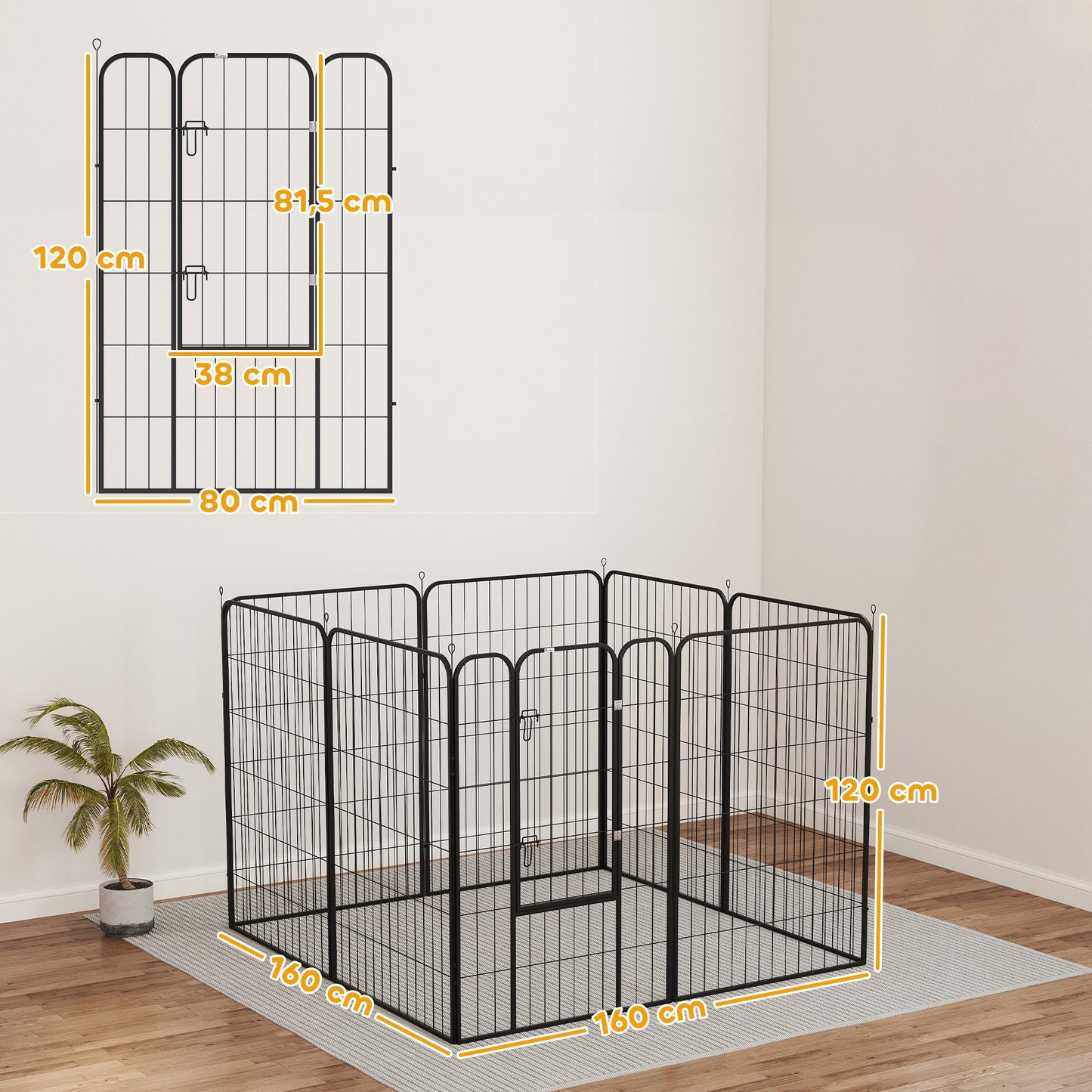 Pawhut Parque Para Mascotas De 8 Paneles 80x120 Cm Con Puerta Y Doble Pestillo_2