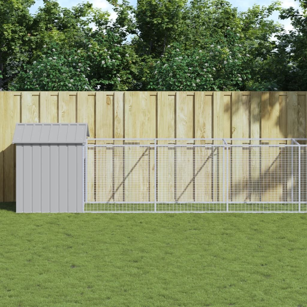 Vidaxl Caseta Perro Tejado Acero Galvanizado Gris Claro 117x1221x123cm_1