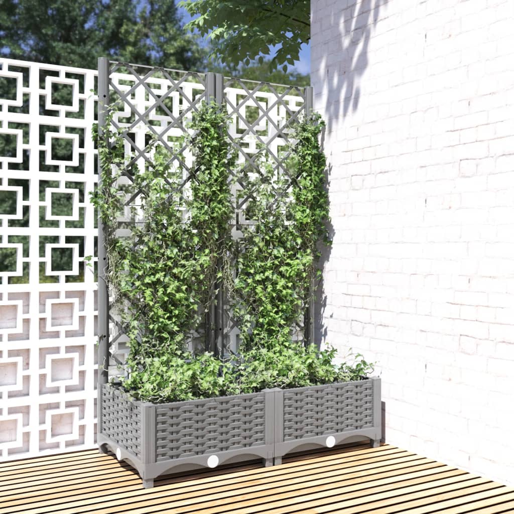 Jardinera Con Enrejado Pp Gris Claro 80x40x121,5 Cm_1