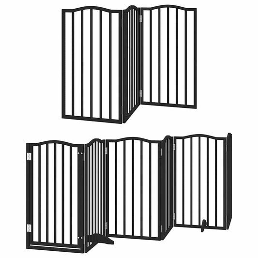 Vidaxl Puerta Para Perros Plegable 9 Paneles Madera Álamo Negra 450 Cm_0