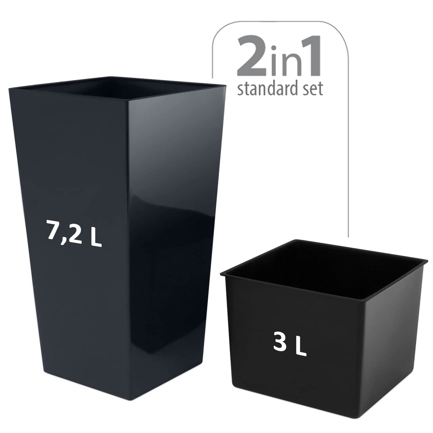 Maceta Alta Urbi 7,2 Litros, De Plastico, 17 X 17 X 32,5 Cm En Color Antracita_1