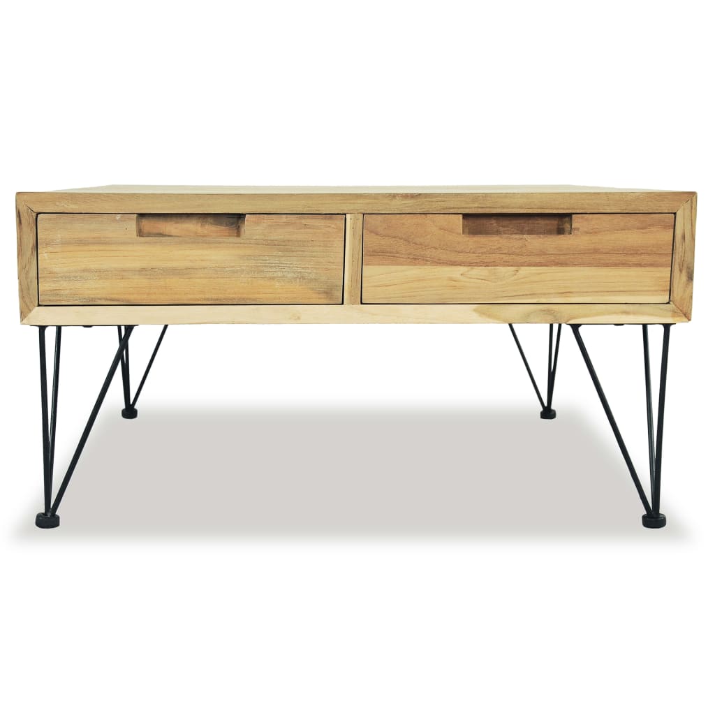 Mesa De Centro De Teca Maciza 80x80x40 Cm_4