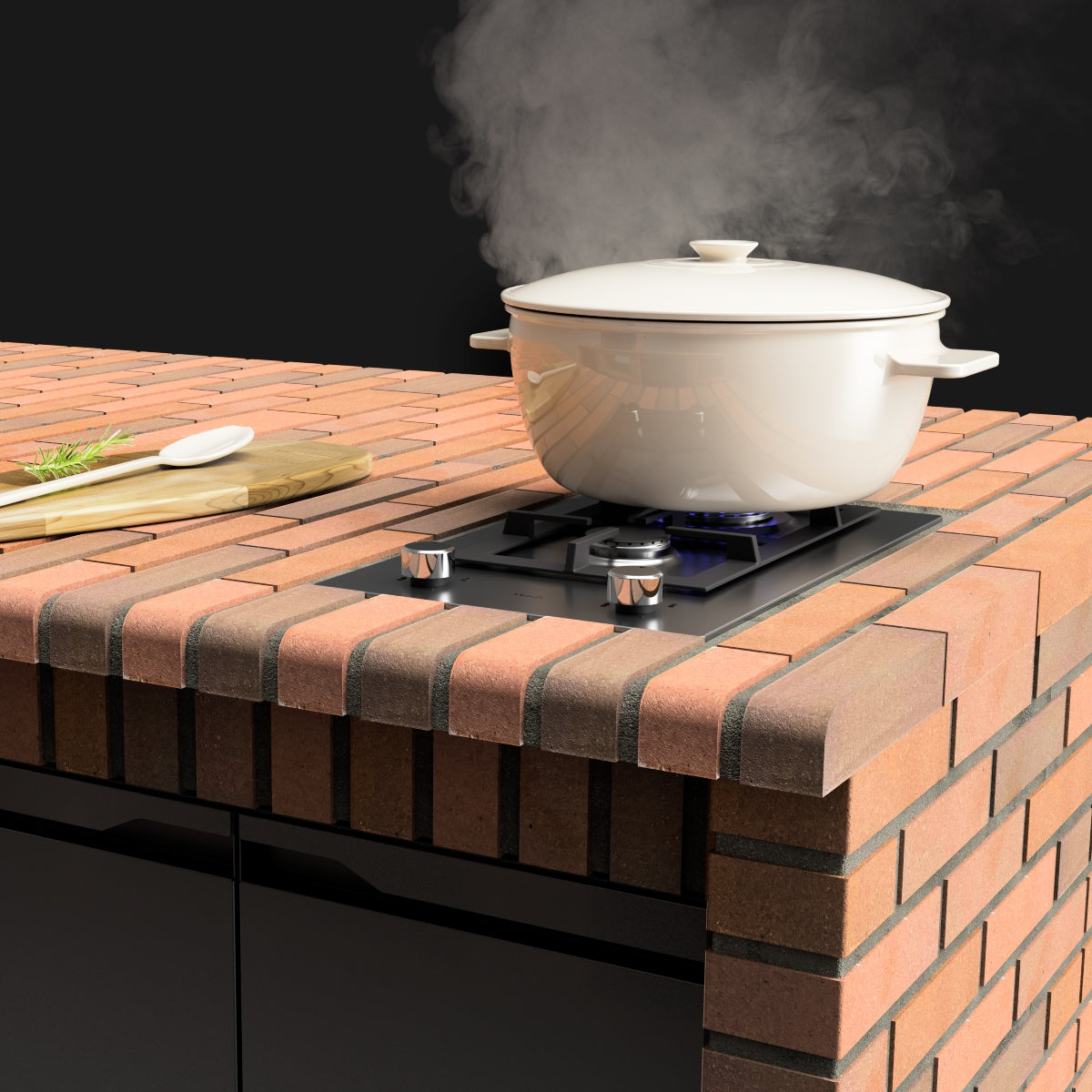 Módulo bancada con placa de gas Volterra terracota, Movelar