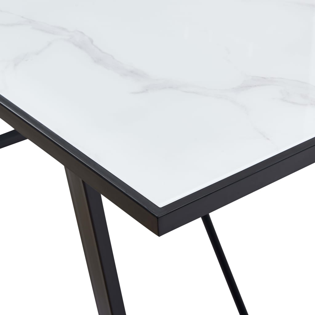 Mesa De Comedor De Vidrio Templado Blanco 160x80x75 Cm_3