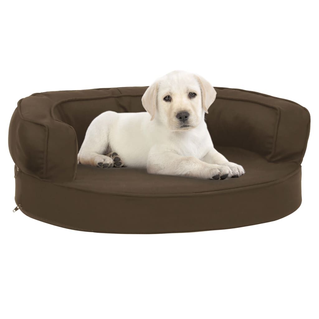 Vidaxl Colchón De Cama De Perro Ergonómico Aspecto Lino Marrón 60x42cm_1