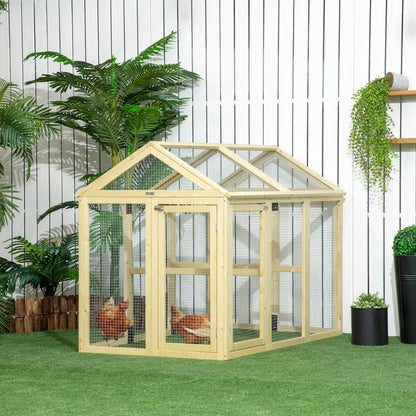 Pawhut Gallinero Para Exterior 140x88,5x106 Cm Para 1-3 Gallinas Madera Natural_1