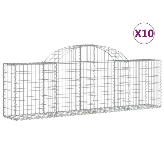 Cestas De Gaviones 10 Uds Forma De Arco Hierro 200x30x60/80 Cm_0