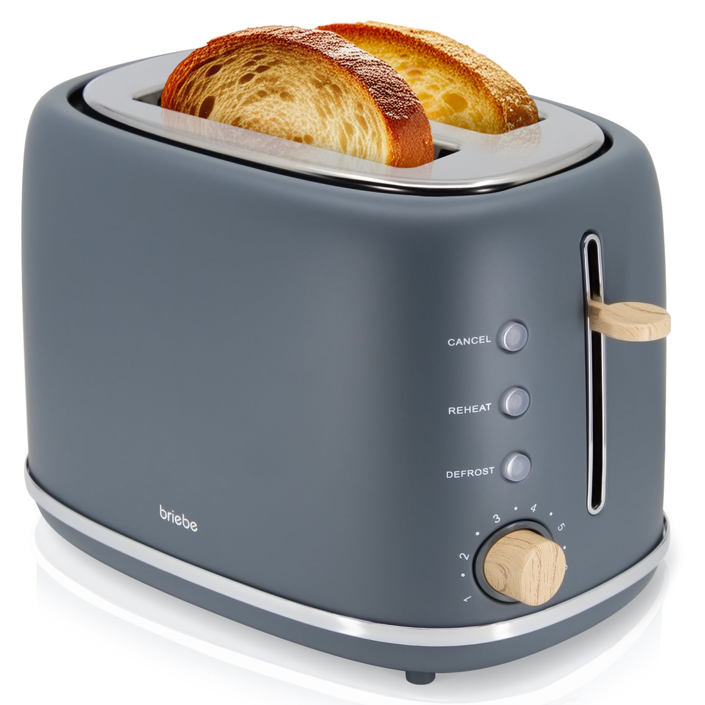 Briebe Nordic Tostadora Pan Ranura Ancha, Tostador 2 Rebanadas, 6 Niveles Tostado, Calientapanecillos, Ta1166gry, Gris_0