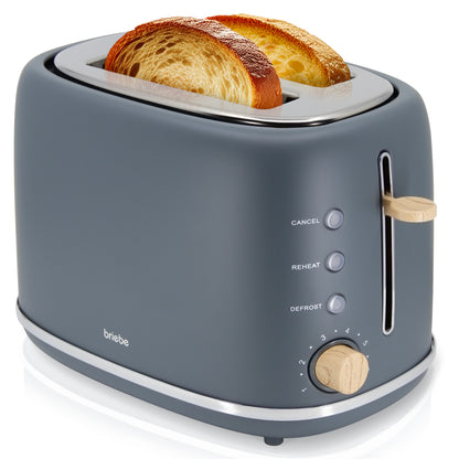 Briebe Nordic Tostadora Pan Ranura Ancha, Tostador 2 Rebanadas, 6 Niveles Tostado, Calientapanecillos, Ta1166gry, Gris_0