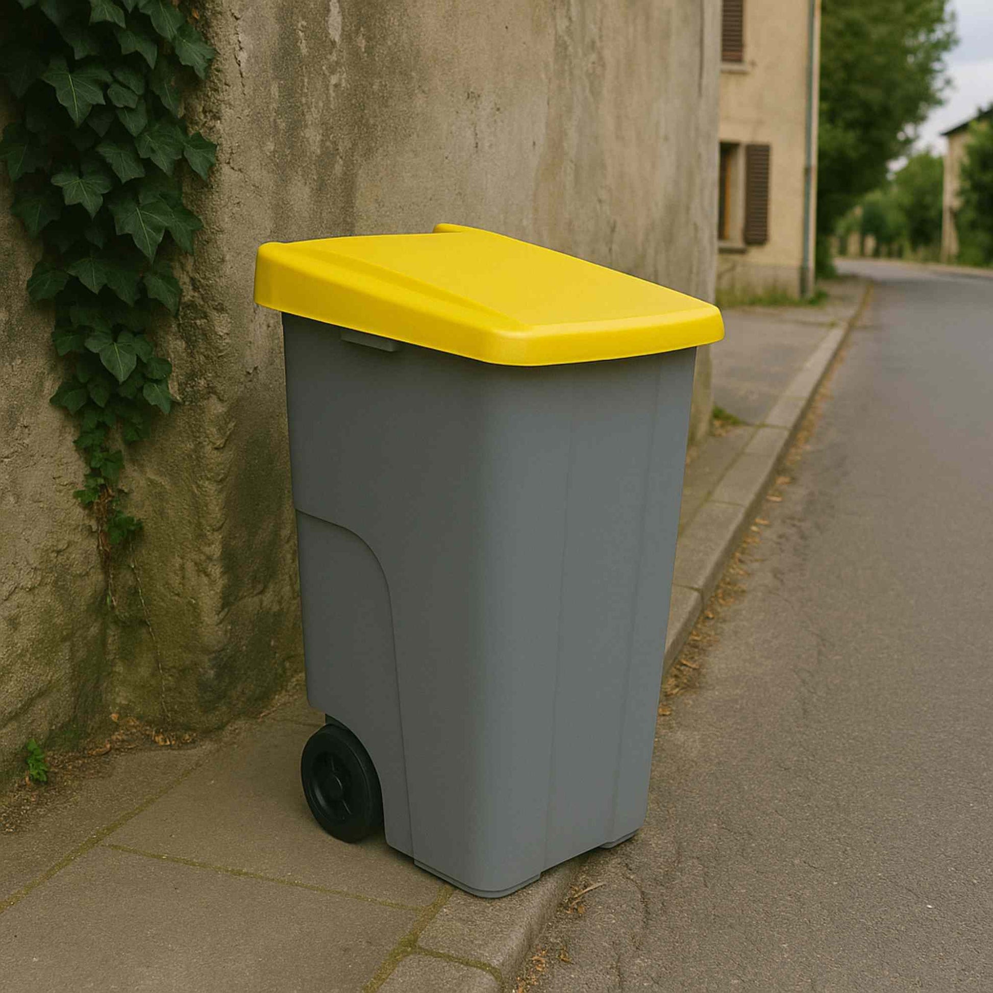 Contenedor Reciclo 85l Amarillo Cerrado 76x57x42 Cm Wellhome_3
