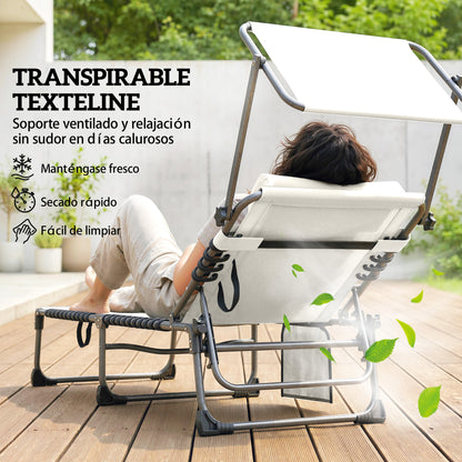Outsunny Set De 2 Tumbonas Plegables Reclinables Con Parasol Y Bolsillo Lateral_5