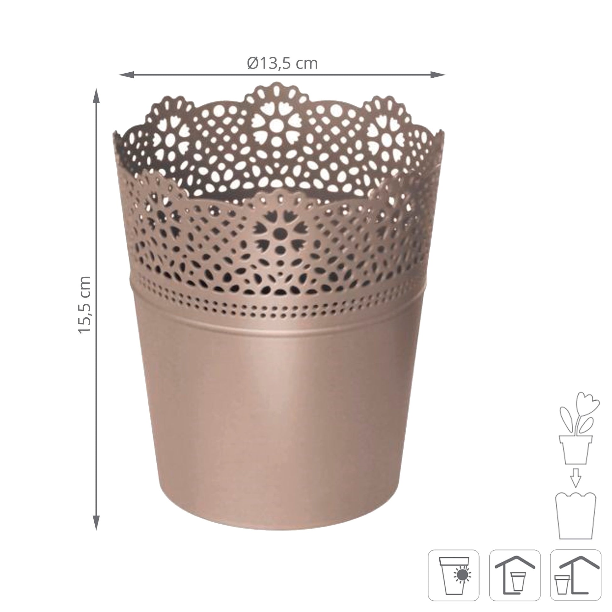 Maceta Lace , Dimensiones (mm) 135x135x155, Color Mocca_2