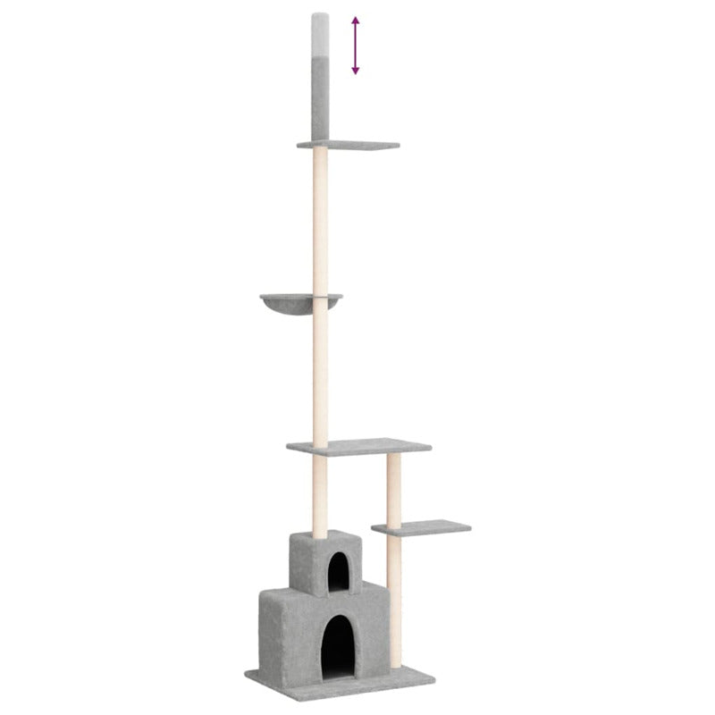 Vidaxl Árbol Rascador Gatos Suelo A Techo Gris Claro 250,5-276,5 Cm_5