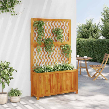 Jardinera Con Enrejado Y Estante Acacia Maciza 100x32x165 Cm_2