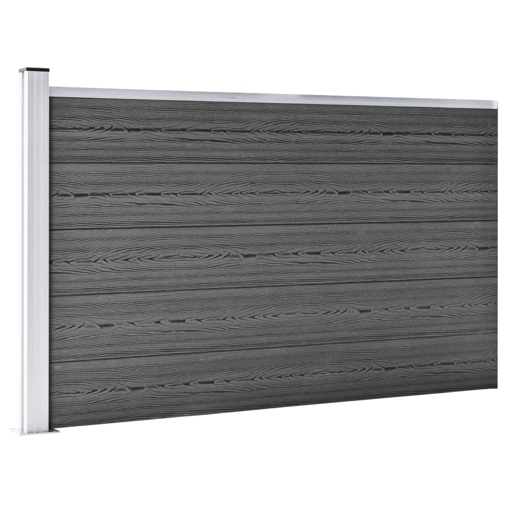 Set De Paneles De Valla Wpc Negro 699x105 Cm / Vetonek_2
