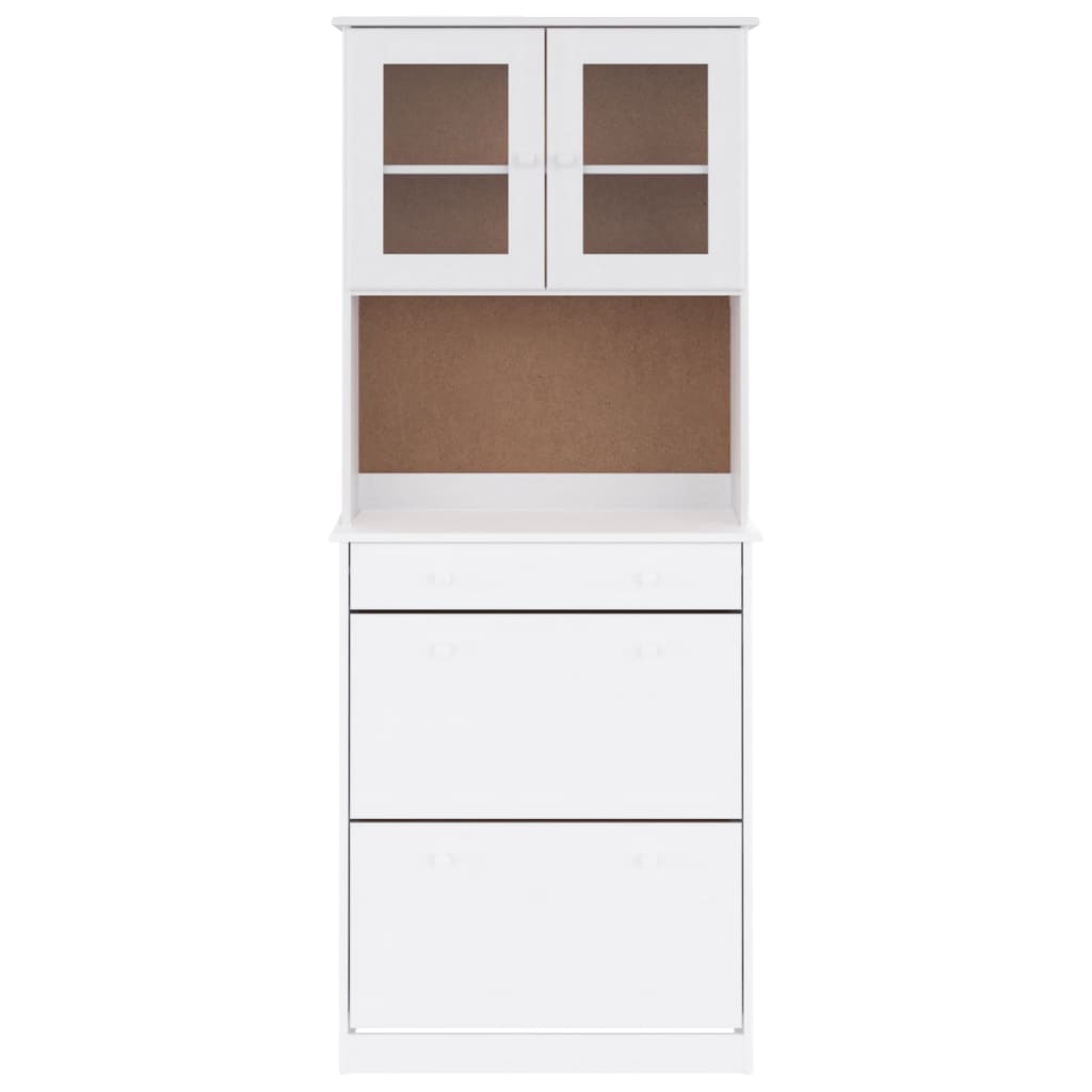 Aparador Alto Alta Madera Maciza De Pino Blanco 77x35x188 Cm_2