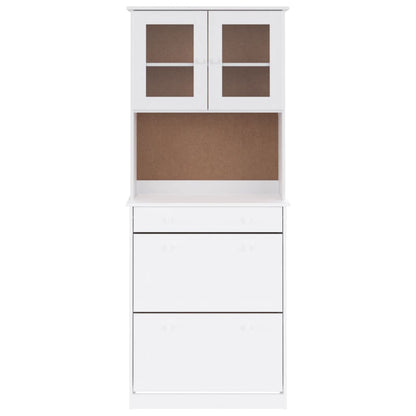 Aparador Alto Alta Madera Maciza De Pino Blanco 77x35x188 Cm_2