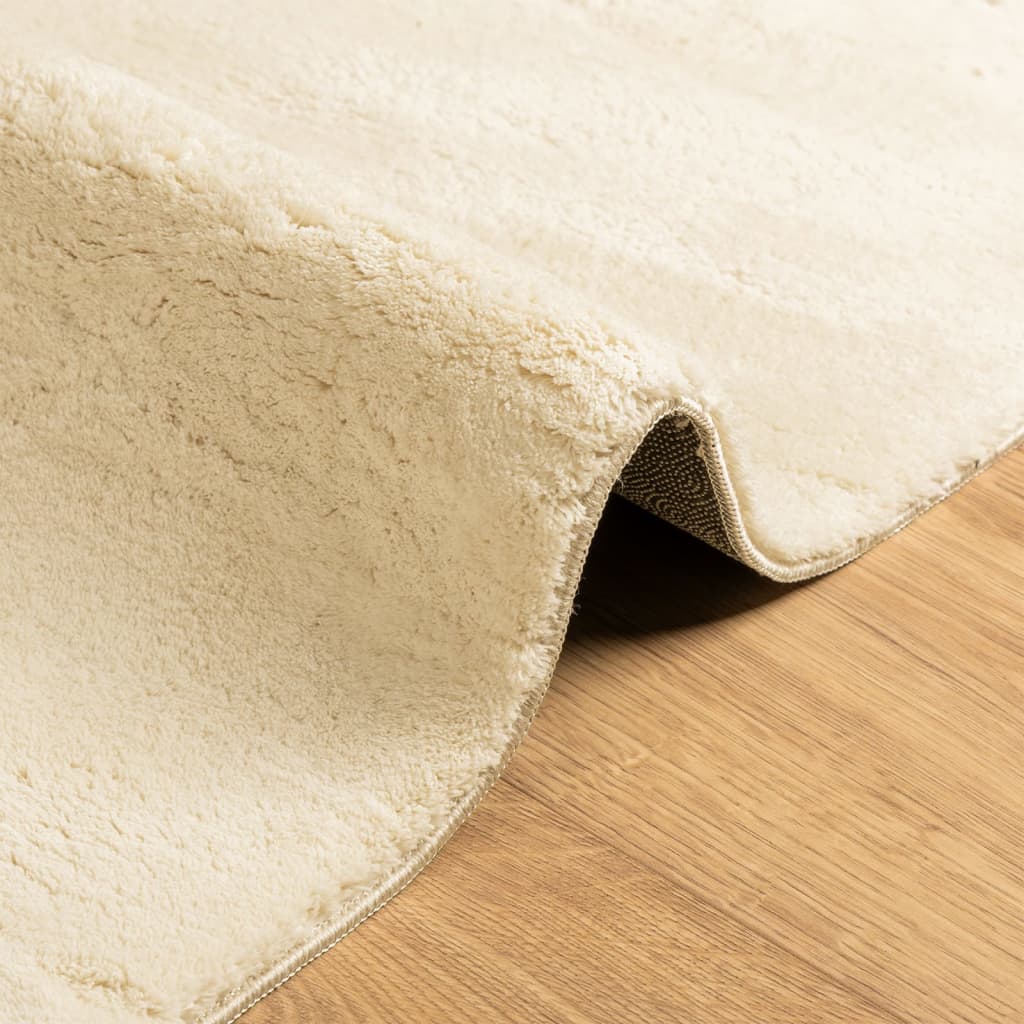 Alfombra De Pelo Corto Suave Lavable Huarte Crema 100x200 Cm / Vetonek_2