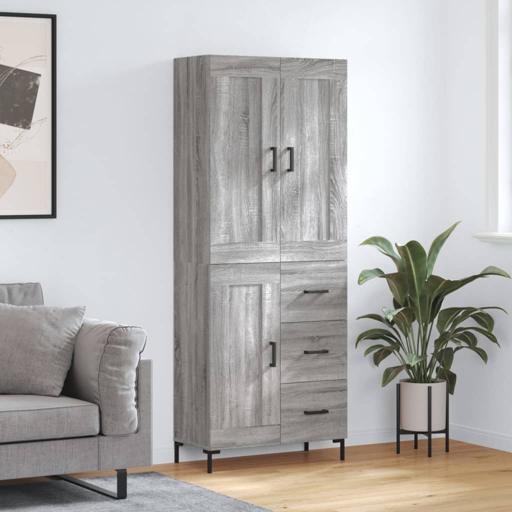 Aparador Alto Madera Contrachapada Gris Sonoma 69,5x34x180 Cm_0