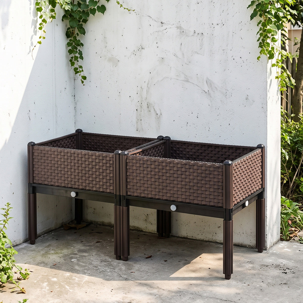 Jardineras De Exterior Outsunny Pp Marrón 50x50x46.5 Cm_1
