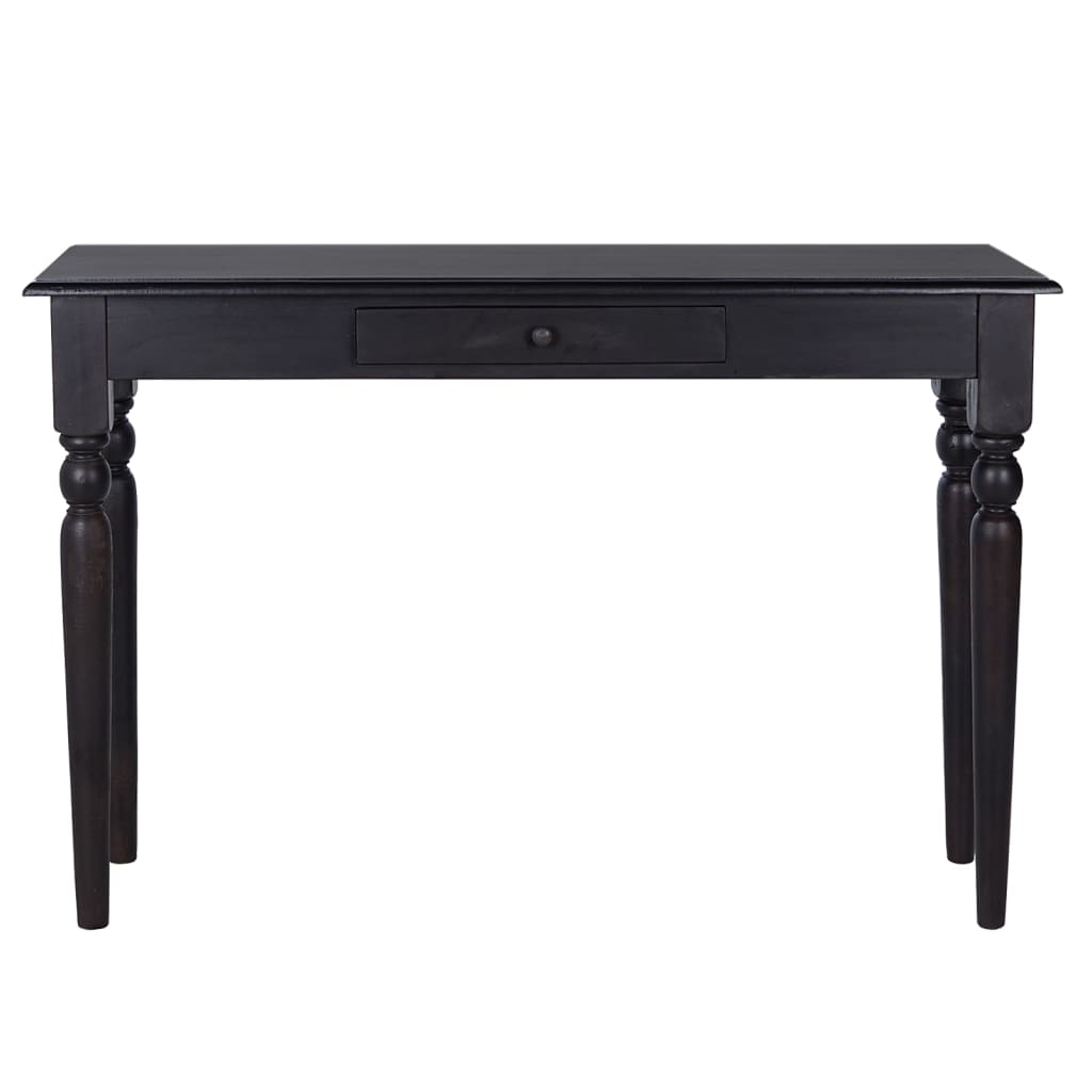 Mesa Consola De Madera Maciza De Caoba Negro Claro 110x30x75 Cm_0
