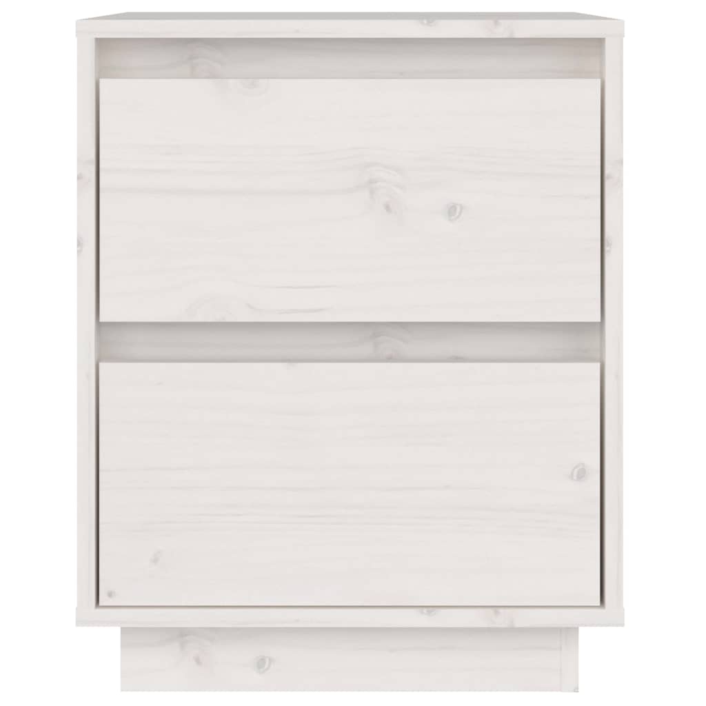 Mesita De Noche Madera Maciza De Pino Blanco 40x35x50 Cm_3
