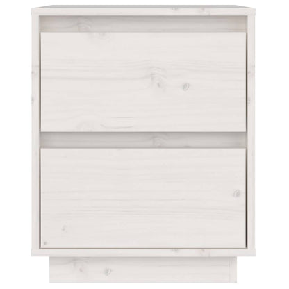 Mesita De Noche Madera Maciza De Pino Blanco 40x35x50 Cm_3