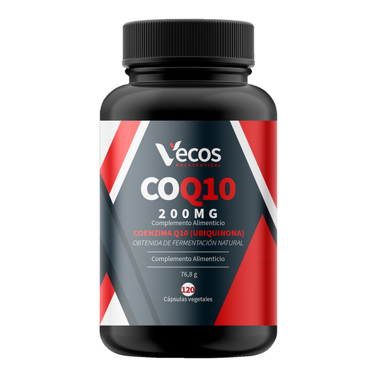 Coenzima Q10 200mg Vegana VECOS (120 cápsulas) | Antioxidante y energía | Ubiquinona fermentada natural | Alta absorción_0