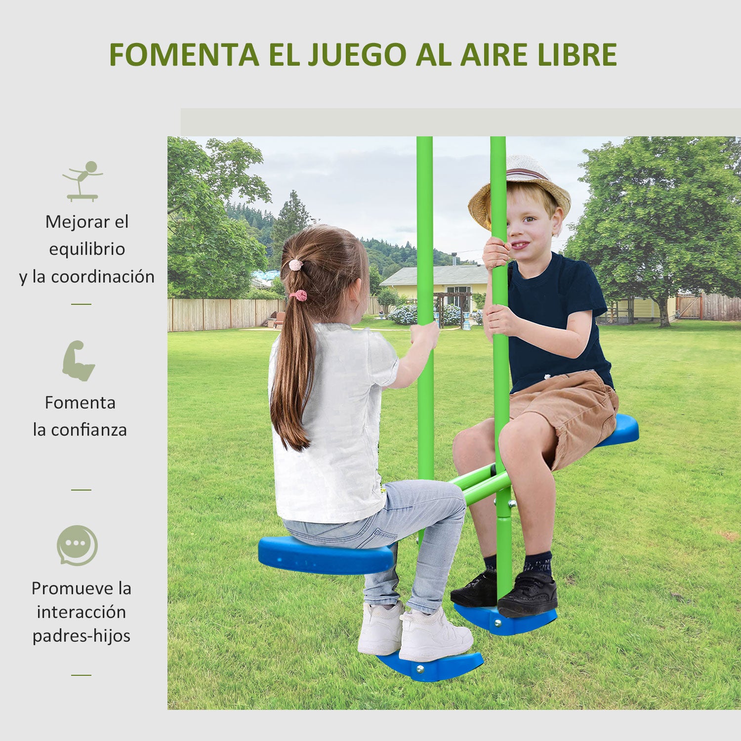 Outsunny Juego De Columpios De Jardín De Metal Con Columpio Doble 280x140x178 Cm_3