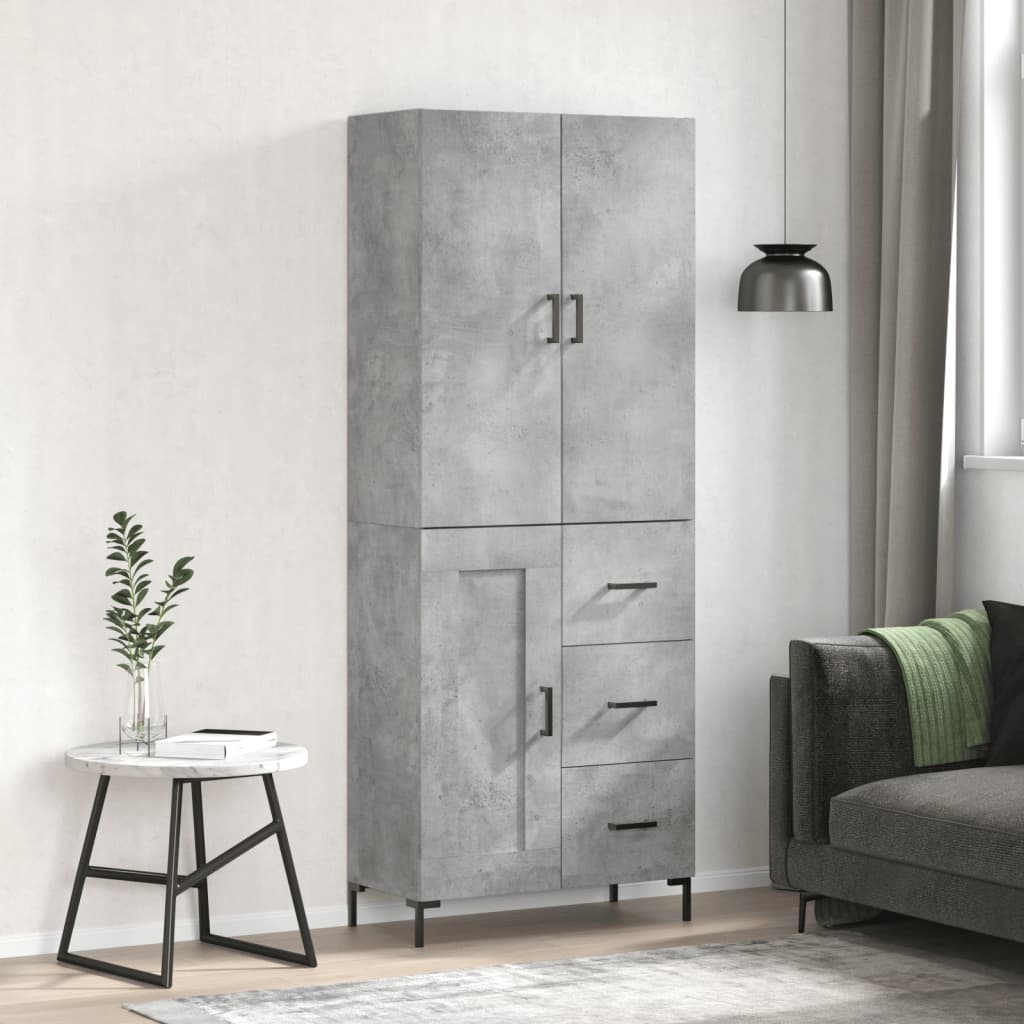 Aparador Alto Madera Contrachapada Gris Hormigón 69,5x34x180 Cm_0