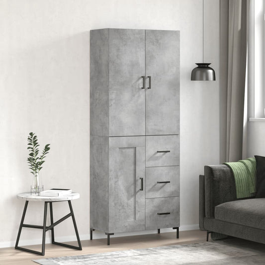 Aparador Alto Madera Contrachapada Gris Hormigón 69,5x34x180 Cm_0