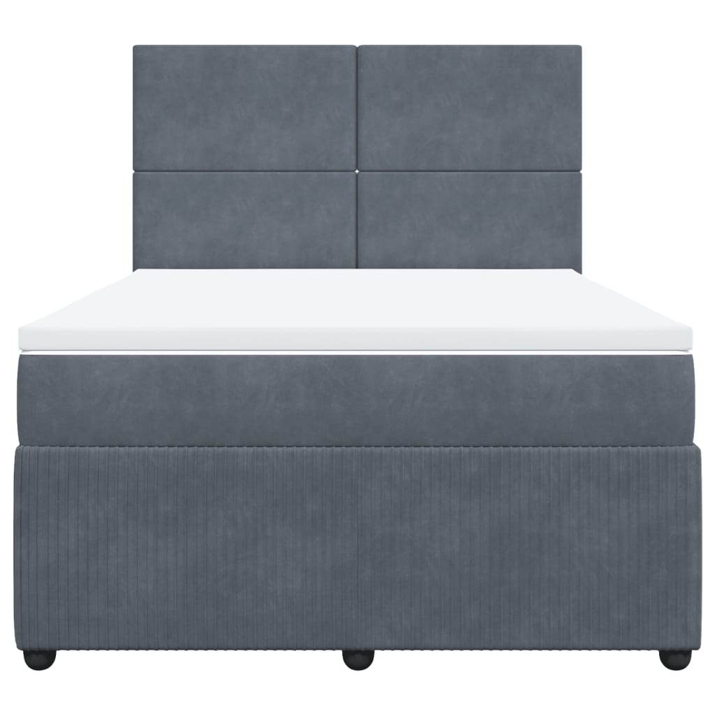Cama Box Spring Con Colchón Terciopelo Gris Oscuro 140x200 Cm / Vetonek_3