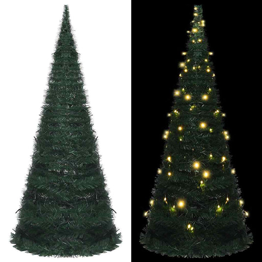 Vidaxl Árbol De Navidad Emergente Preiluminado Con Luces Verde 210 Cm_0