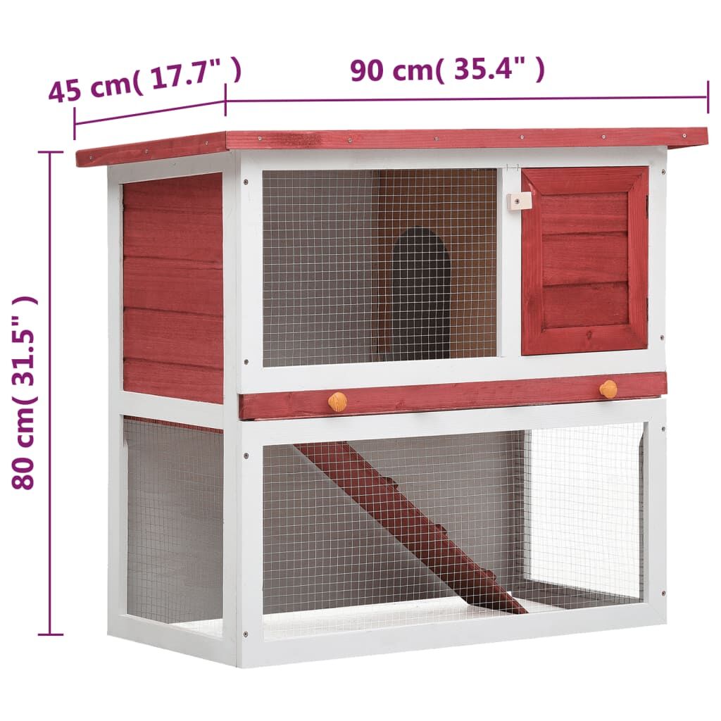 Vidaxl Jaula Conejera Con 1 Puerta Madera Rojo_2