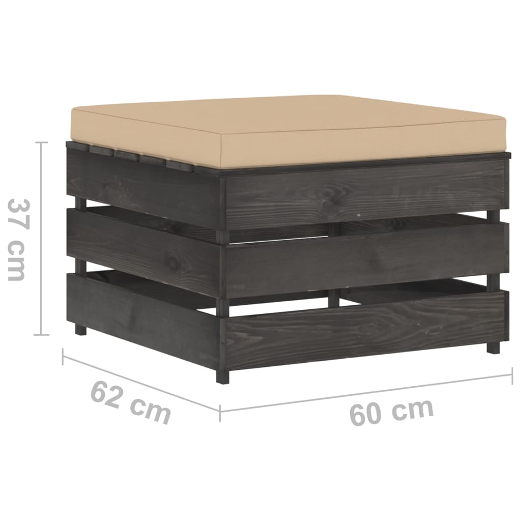 Muebles De Jardín 3 Piezas Con Cojines Madera Impregnada Gris / Vetonek_2