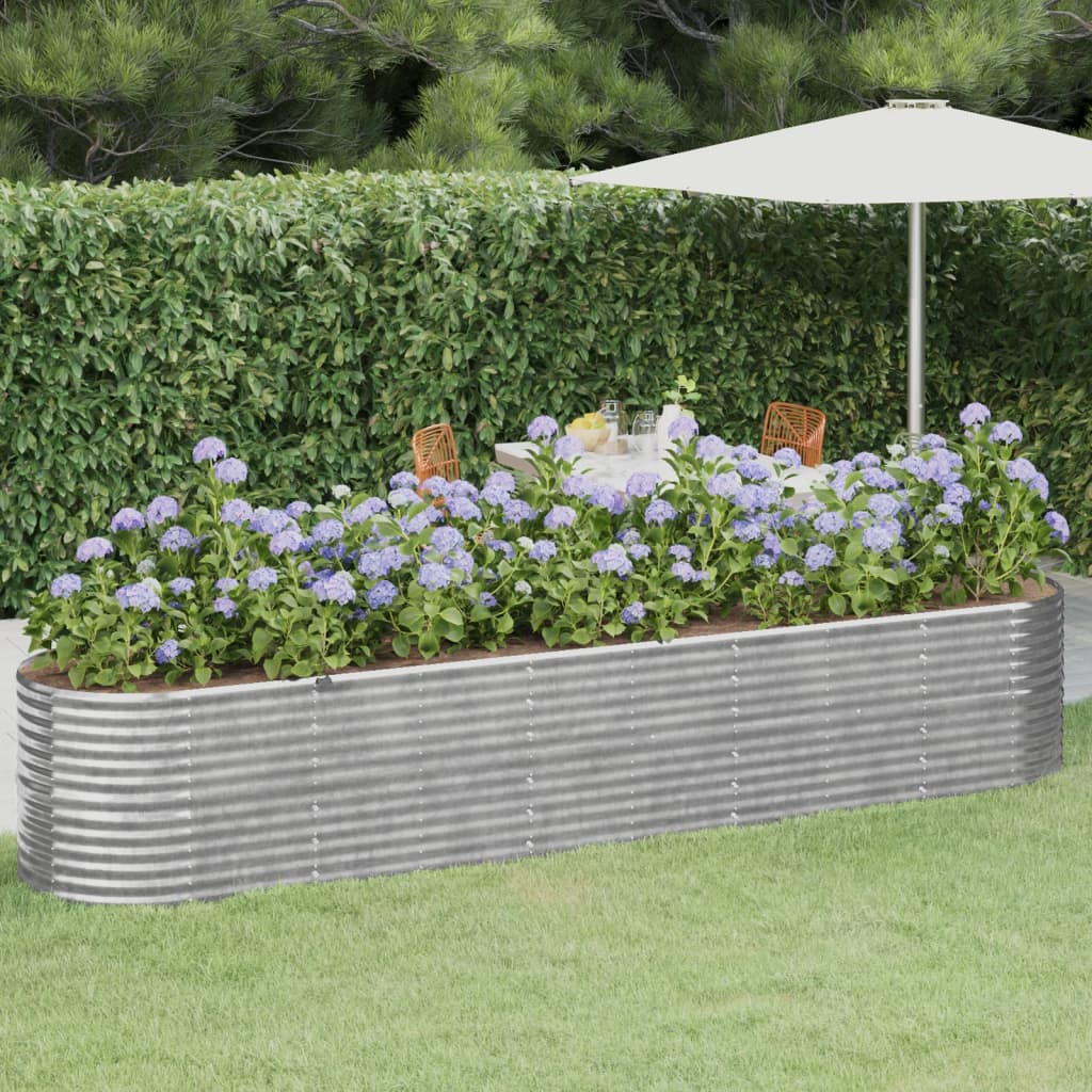 Jardinera Arriate Acero Galvanizado Plata 368x80x68 Cm_1