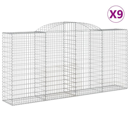 Cestas De Gaviones 9 Uds Forma De Arco Hierro 300x50x140/160 Cm_0