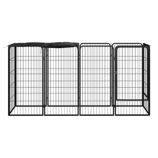 Jaula Perros 10 Paneles Acero Recubierto Polvo Negro 50x100cm_0