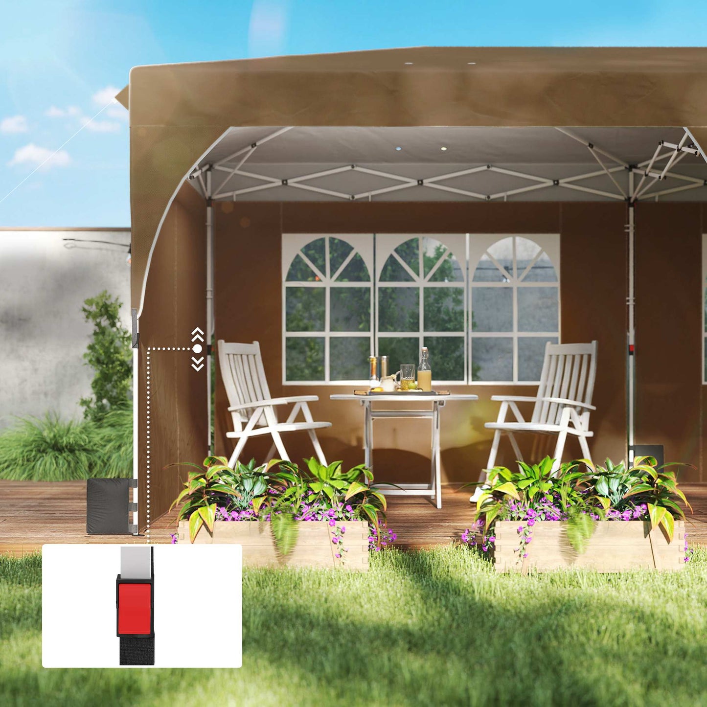Outsunny Carpa Plegable 6x3 M Con Montaje Rápido Y Tiras Reflectantes Beige_3