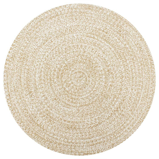 Vidaxl Alfombra De Yute Tejida A Mano Blanco Y Natural 90 Cm_0
