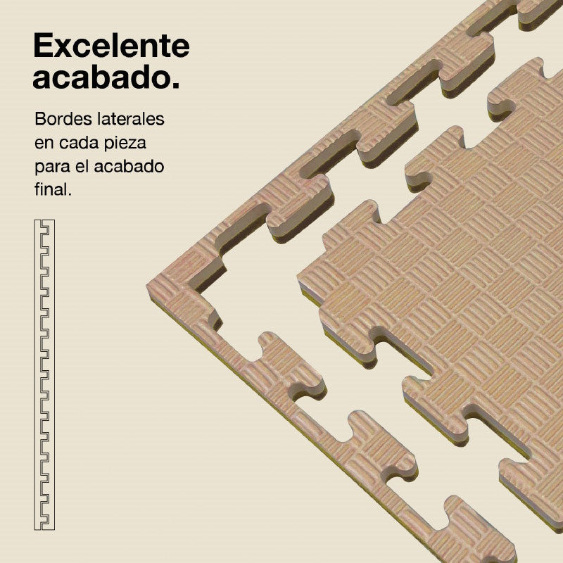 Tatami Puzzle 2cm 100x100cm, Pack 4 Unidades – Superficie 5 Líneas Marrón/beige Jowy_2