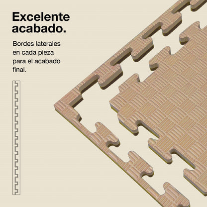 Tatami Puzzle 2cm 100x100cm, Pack 4 Unidades – Superficie 5 Líneas Marrón/beige Jowy_2