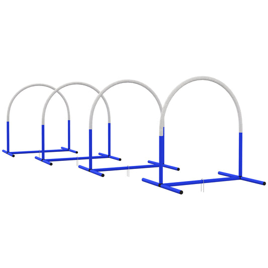 Pawhut Set De Entrenamiento De Agilidad Para Perros De 4 Piezas Blanco Y Azul_0