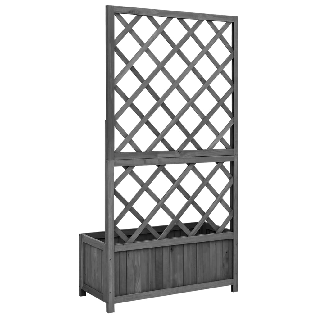 Jardinera Enrejada De Jardín Madera De Abeto Negro 70x30x135cm_3
