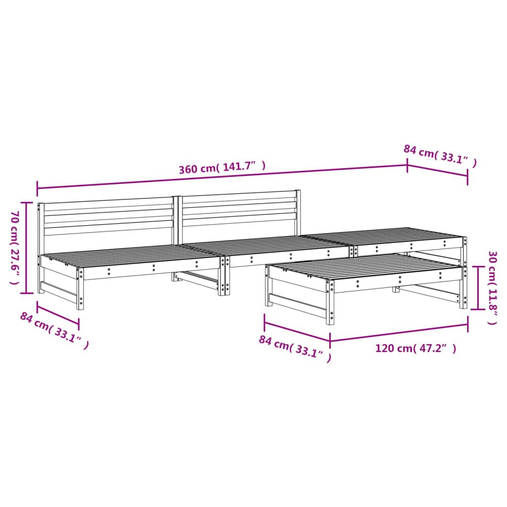 Vidaxl Juego De Muebles De Jardín 4 Piezas Madera Maciza De Pino_2