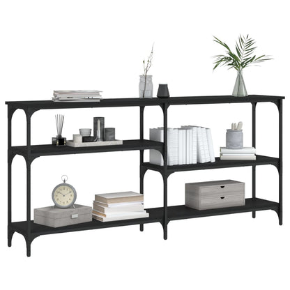 Mesa Consola Madera De Ingeniería Negra 160x29x75 Cm_1
